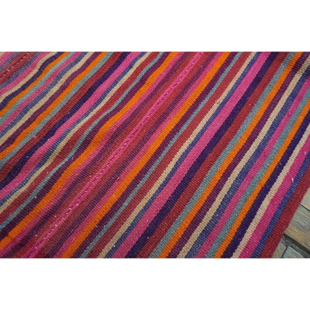1950s 1950s Pink Stripe Vintage Flatweave Modern Turkish Decorative Kilim Square Rug For Sale - Image 5 of 6