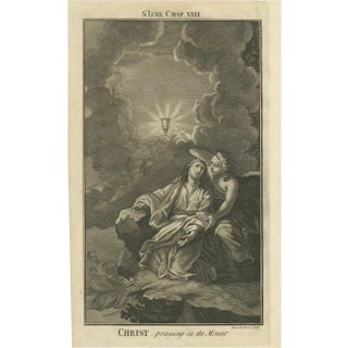 Em. Roberts, Christ Praying in Gethsemane Engraving Luke XXII Garden of Olives, 1735, Print For Sale