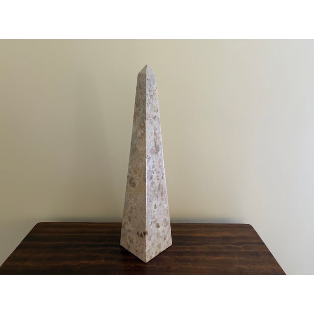 Stone Late 20th Century Neoclassical Marble Obelisk in Variegated Brown and Tan Stone For Sale - Image 7 of 12