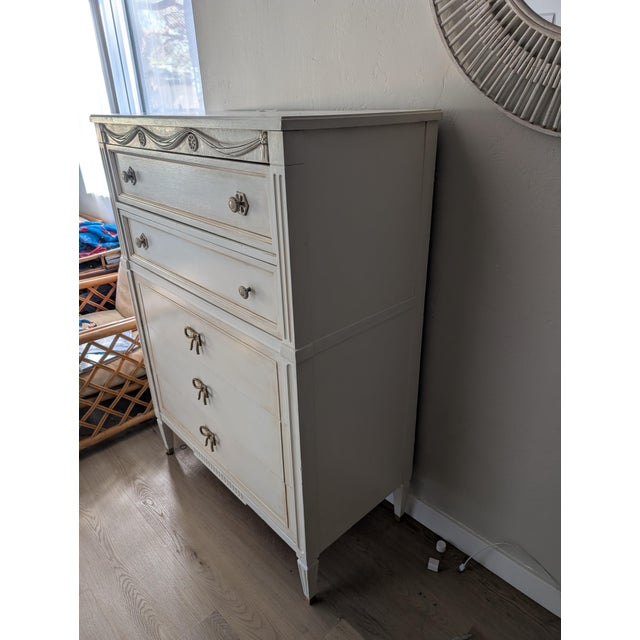 Cream 1960s American of Martinsville French Provincial Tallboy Chest For Sale - Image 8 of 10