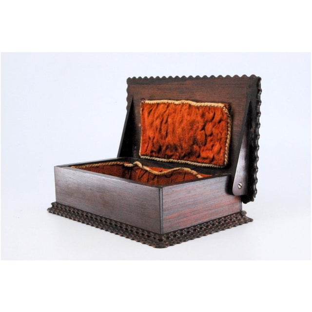 Wooden Jewelry Box with Silver Applications on the Lid and the Words Jewels. For Sale - Image 9 of 10