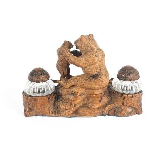 19th Century Hand Carved Black Forest Bears Inkstand For Sale - Image 5 of 11