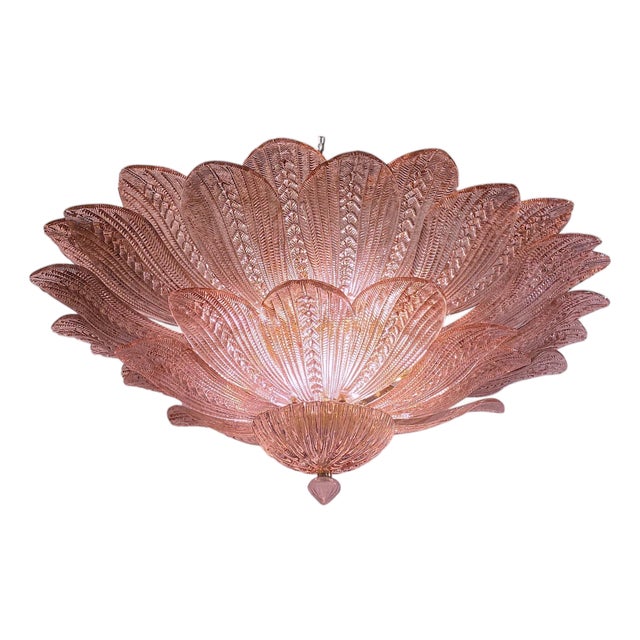 Pink Amethyst Murano Glass Leaves Ceiling Light, 1990s For Sale