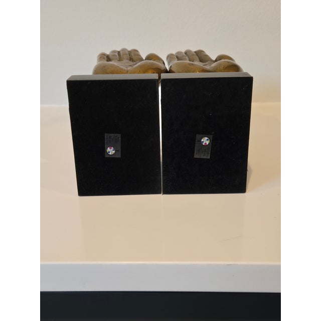 1980s Timeless Sculptural Brass Hand Bookends For Sale - Image 5 of 12