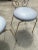 Beautiful pair of Salterini style outdoor metal chairs with fresh and new upholstery. Great for indoors or outdoors....