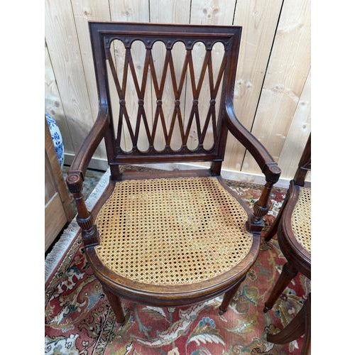 Louis XVI Chairs and Cane Armchairs, Set of 8 For Sale - Image 4 of 6