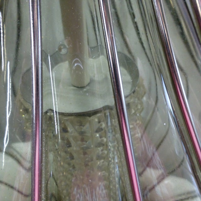 1970s Mid Century Caged Smoke Glass & Chrome Large Table Lamp For Sale - Image 4 of 13