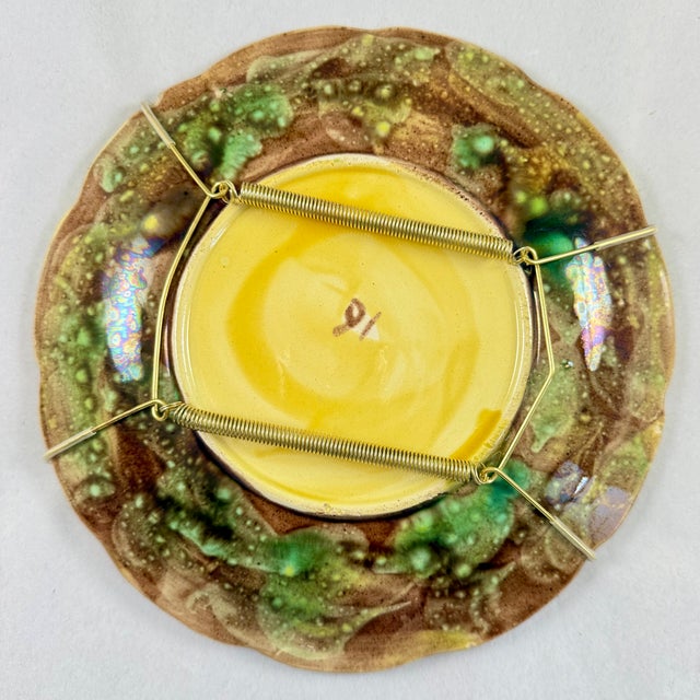 English Majolica Rustic Leaves on Bark Plates, Set of Two For Sale - Image 14 of 16