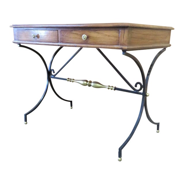 Directoire Style Oak & Iron Writing Desk For Sale