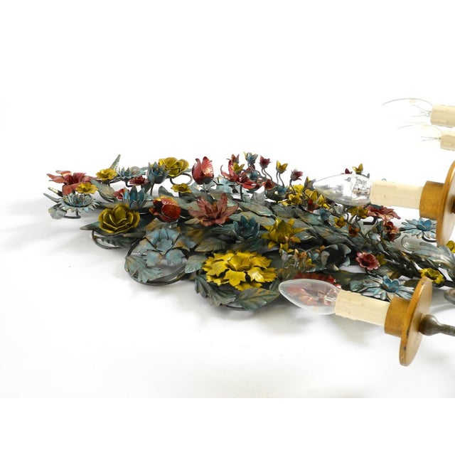 Vintage Hand-Painted and Gilded Metal Wall Lamp by Hans Möller, 1960s For Sale - Image 10 of 18