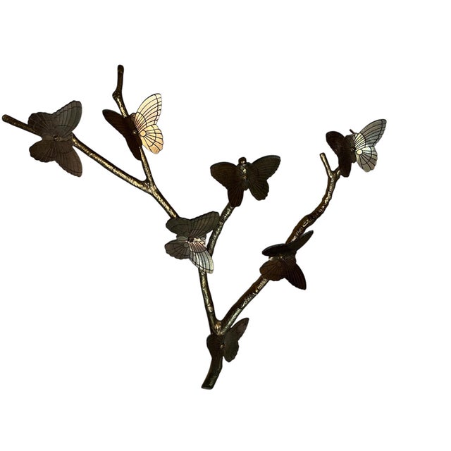 Curtis Jere Mid Century Brass Butterfly Branch Wall Decoration M For Sale - Image 4 of 9