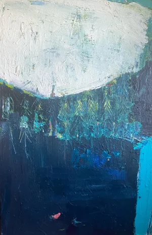"Swimming Under a Full Moon" Contemporary Abstract Expressionist Oil Painting by Paul Wadsworth