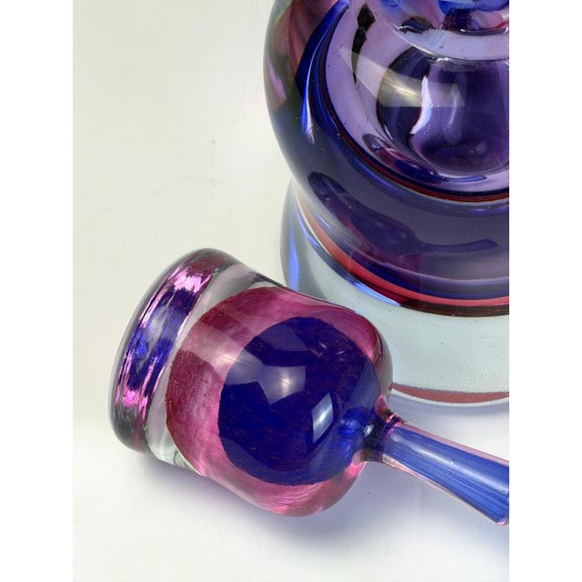 Purple and Fuchsia Sommerso Murano Glass Decanter, 1980s For Sale - Image 10 of 11
