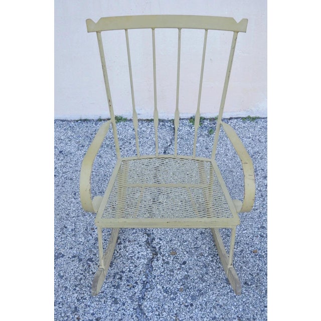 Mid Century Modern Wrought Iron Rocking Chair After Salterini and Arthur Umanoff For Sale - Image 4 of 10