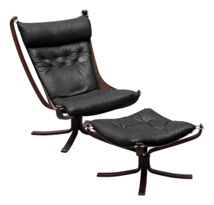 Set of Vintage Falcon Chair with Ottoman by Sigurd Ressell for Vatne Møbler, 1970s