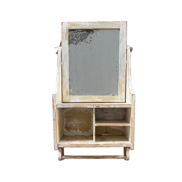 Antique Farmhouse Hanging Mirror Medicine Shelf With Towel Rack