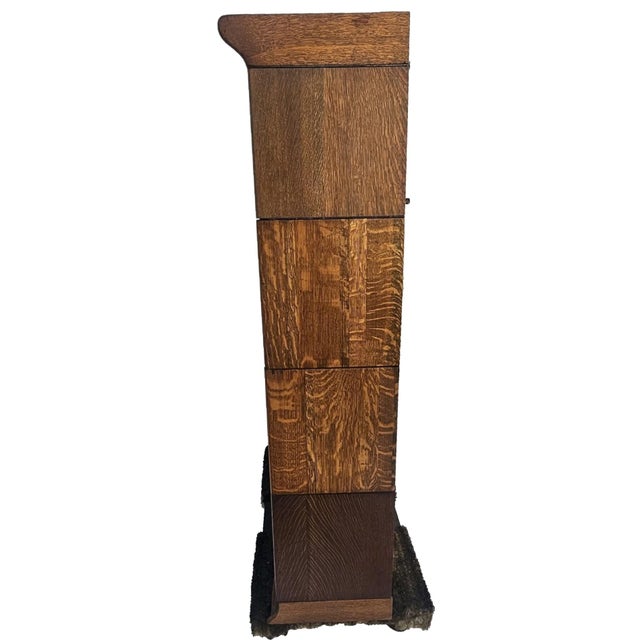 Antique Quarter Sawn Oak Barrister Bookcase 4 Stack Mission Lawyer Bookcase C1900 For Sale - Image 13 of 18