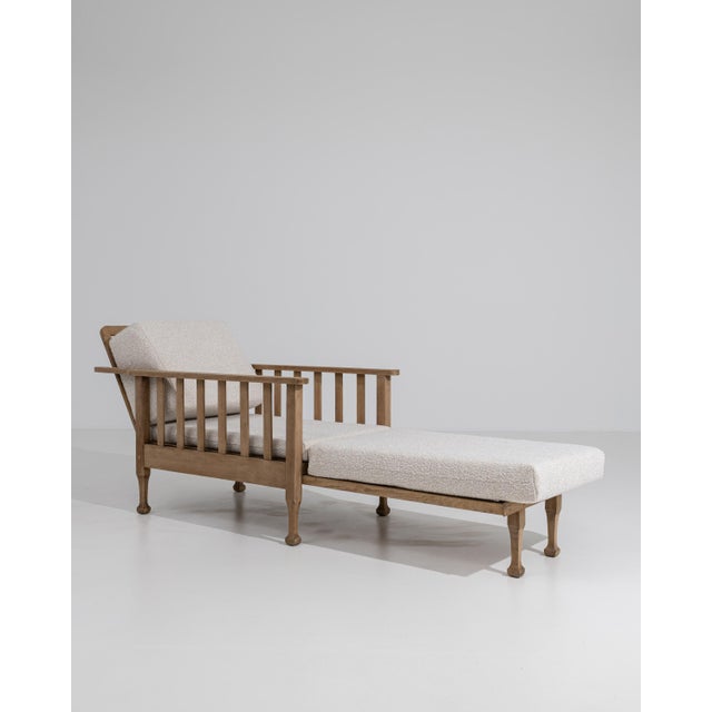 Textile Mid-Century Reclining Lounge Armchair with Pull-Out Footrest in Bouclé Upholstery For Sale - Image 7 of 18