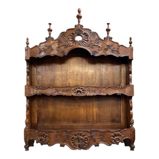 1980s French Estanier Walnut Wall Shelf For Sale