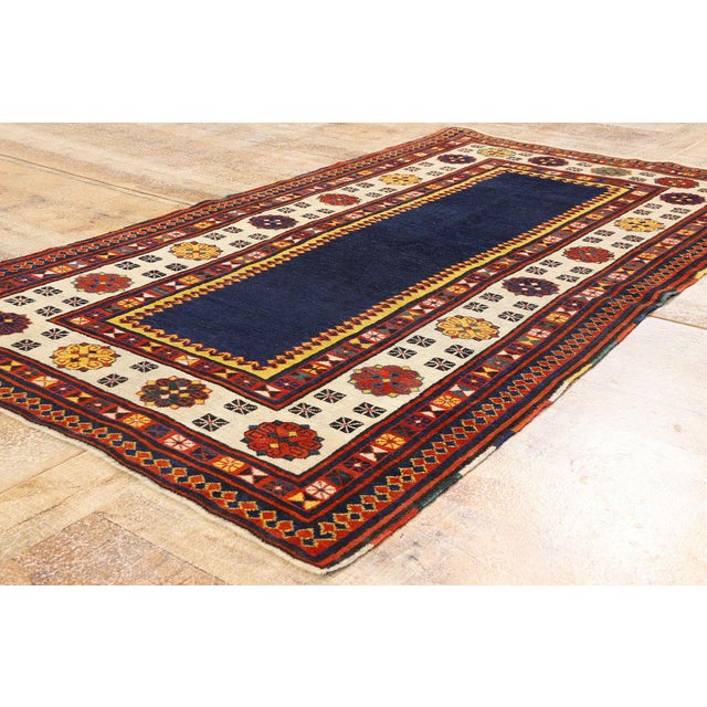 Navy Blue Late 19th Century Caucasian Kazak Rug, 03'08 X 06'01 For Sale - Image 8 of 10