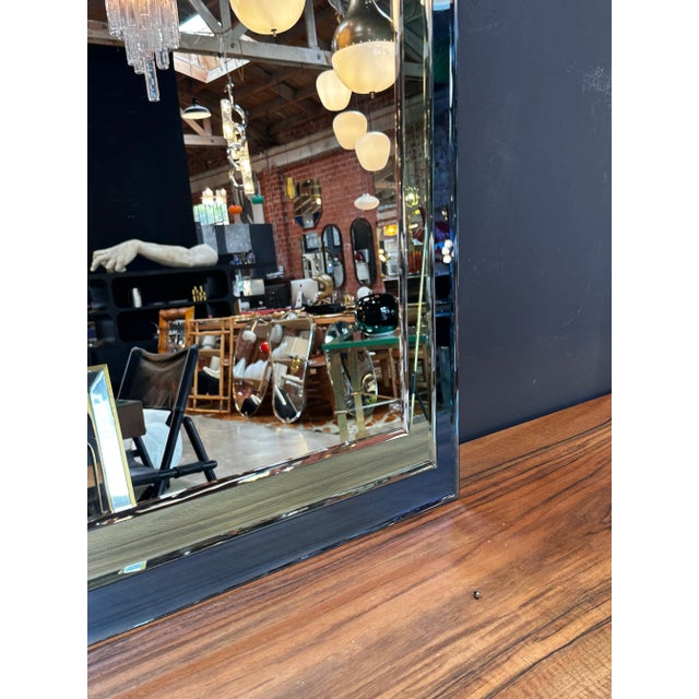 Blue Mid Century Italian Fully Blue Wall Mirror 1980s For Sale - Image 8 of 10