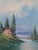 Late 20th Century Vintage Country Cottage Lake Landscape Oil Painting on Canvas 29" For Sale - Image 5 of 10