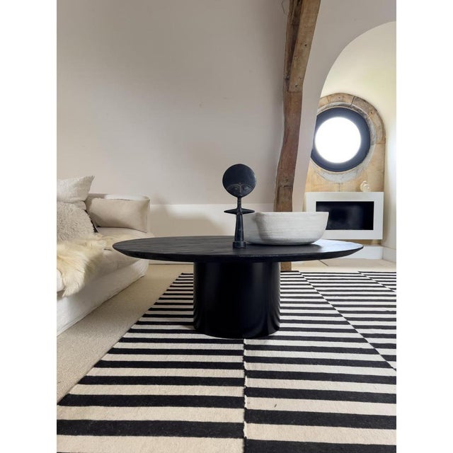 Primitive gipsy 110 low basse wood top table by laurence du tilly dimensions: d 110 x h 35 cm materials: metal, wood....