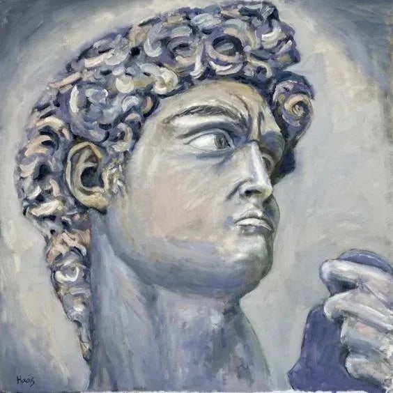 Modern Portraiture - David Portrait Oil on Canvas For Sale