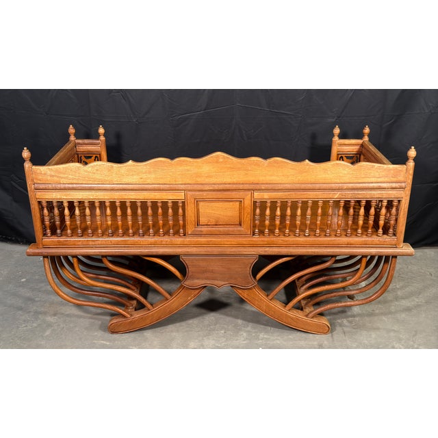 Brown Vintage Solid Teak Thai Carved Elephant Howdah Bench / Loveseat For Sale - Image 8 of 12