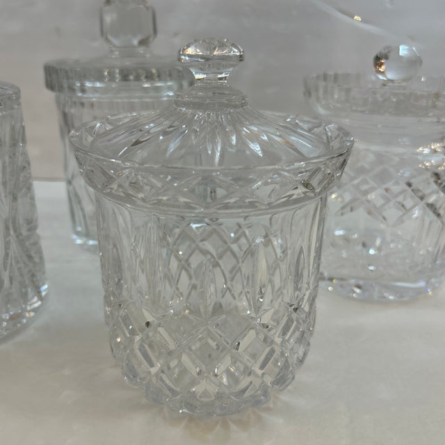 Glass Crystal Lidded Canisters /Jars Group of 4 For Sale - Image 7 of 12
