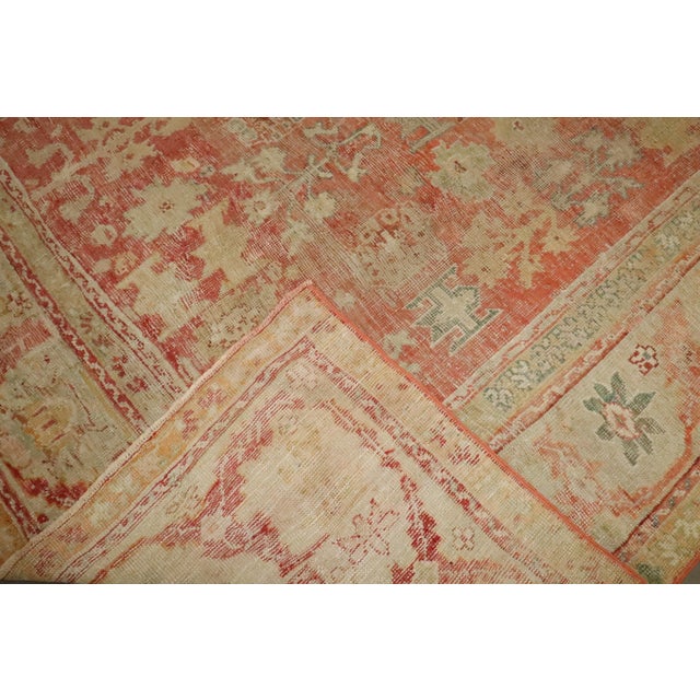 Early 20th Century Antique Zabihi Collection Turkish Oushak Worn Square Rug - 10'6" x 11' For Sale - Image 4 of 12