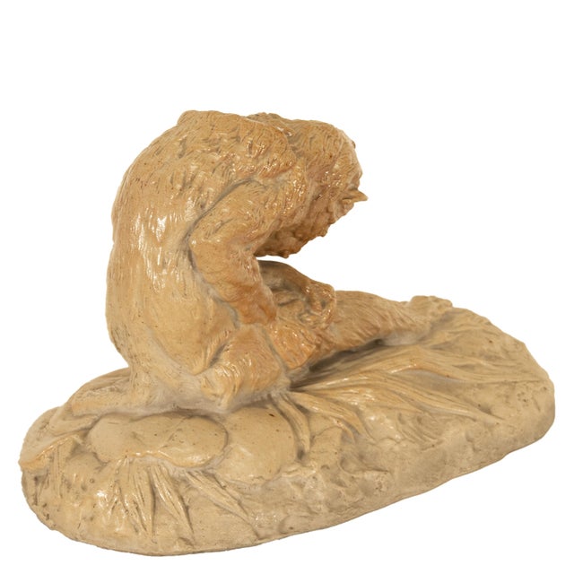 Ceramic Antique French Sevres Terracotta Ceramic Monkey Snail Animalier Statue Sculpture by Emmanuel Fremiet, 1905 For Sale - Image 7 of 14
