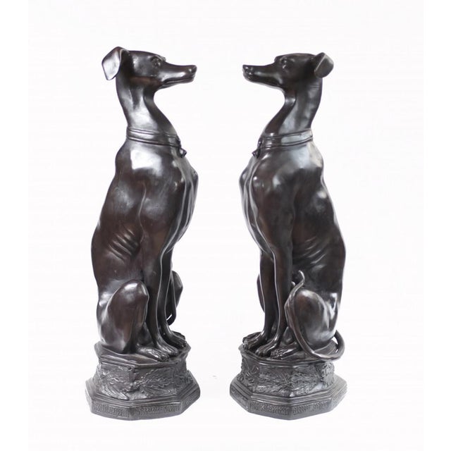 Art Deco Bronze Greyhound Dogs Grey Hounds Statue, Set of 2 For Sale - Image 14 of 14