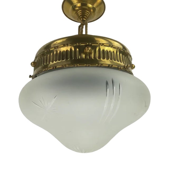 Viennese Ceiling Lamp with Glass Shade, 1910s For Sale