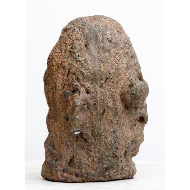 Gold Brutalist Expressionist Ceramic Head Sculpture in Stoneware, 2010s For Sale - Image 8 of 18