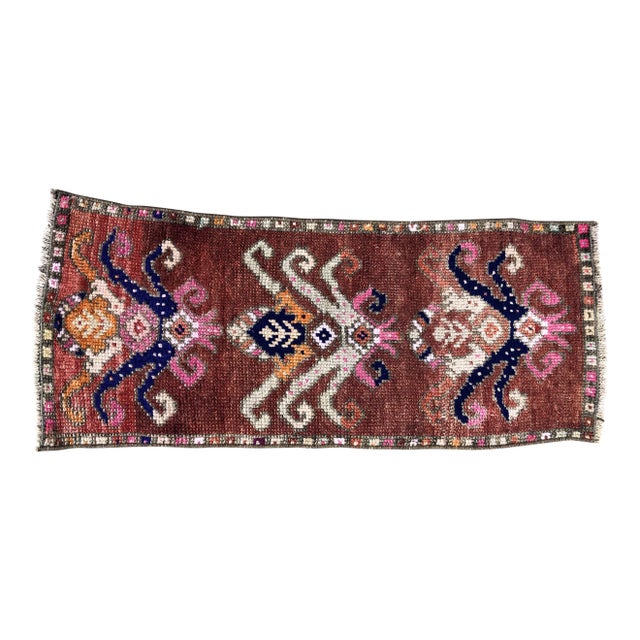 1960s Handmade Red Turkish Oushak-1'2'x3" For Sale