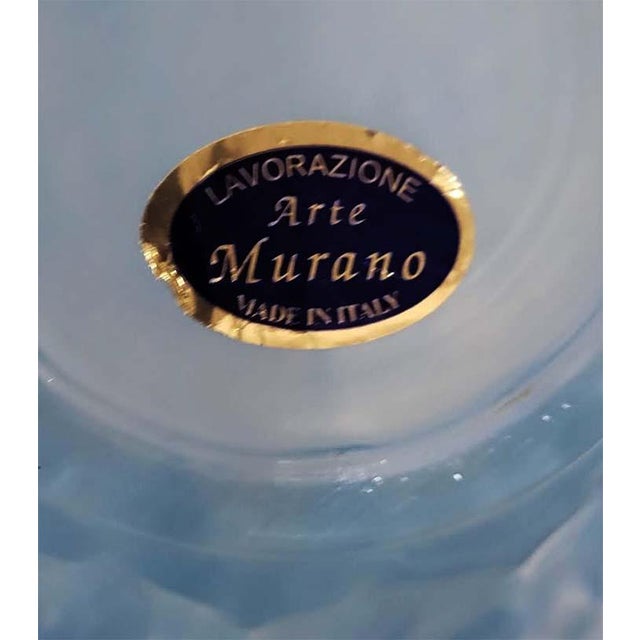Mid-Century Modern 15" Vintage 1970s Lavorazione Arte Murano Powder Blue Splash Centerpiece Bowl For Sale - Image 3 of 10