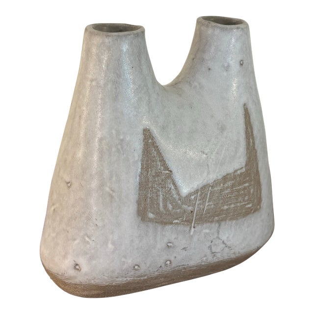 Mid Century American Studio Pottery Double Bud Vase by Frances Simches For Sale