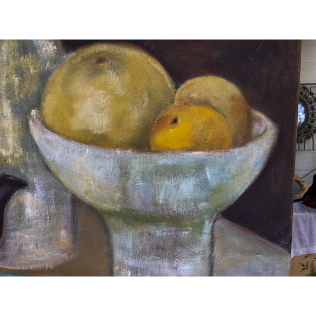 Textile Vintage Oil Painting, Still Life. Unframed For Sale - Image 7 of 9