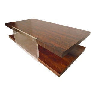 Vintage Rosewood & Lucite Coffee Table For Sale