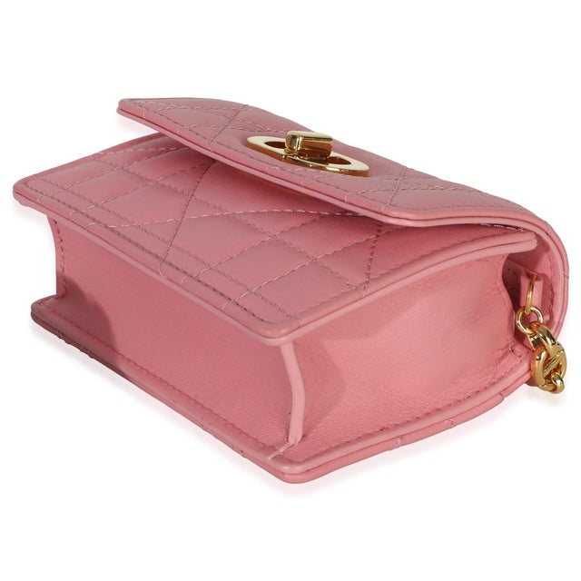 Animal Skin Pink Macrocannage Calfskin Micro Miss Caro Chain Bag For Sale - Image 7 of 9