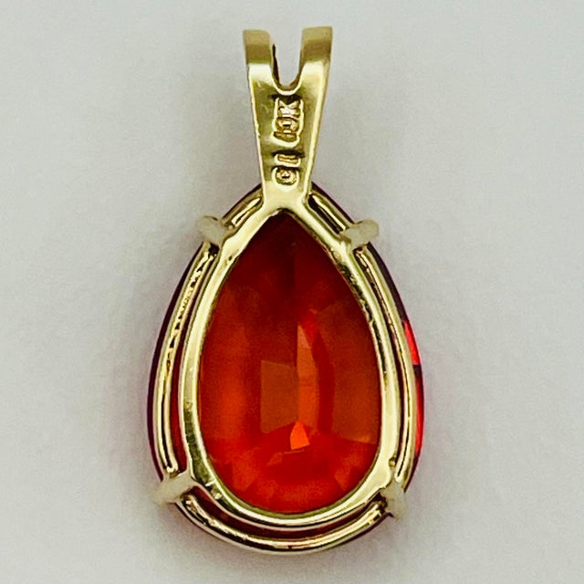 Vintage Clyde Duneier 10k Gold 13-Carat Padparadscha Sapphire Pear Pendant For Sale - Image 11 of 12