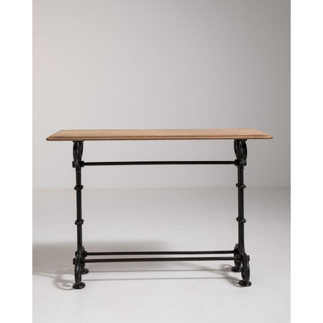 Cast Iron Bistro Table with Wood Top, Antique, France, Early 20th Century For Sale - Image 10 of 11