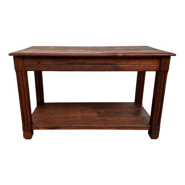 Small Pine Drapery Table, 1950s For Sale