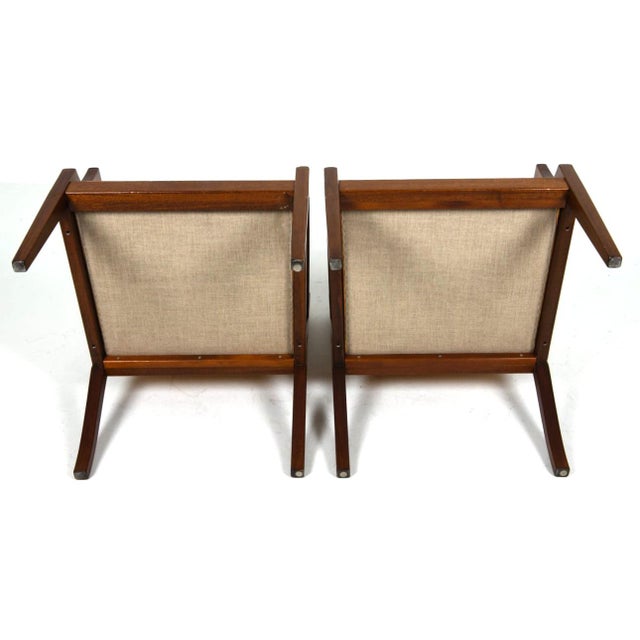 Wood Mid 20th Century Pair Danish Modern Leather Armchairs For Sale - Image 7 of 10