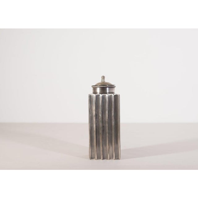 Gold White Metal Fluted Storage Jar, 1930s For Sale - Image 8 of 8