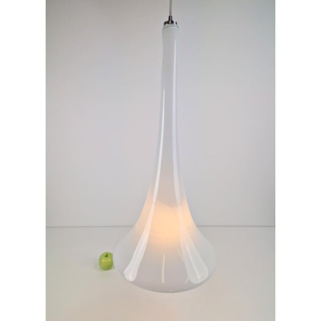 1980s Large Handmade Trumpet Glass Pendant Lamps by Jaslo Glass, 1980, Set of 2 For Sale - Image 5 of 13