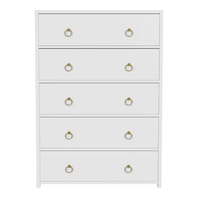 Lark 5 Drawer Dresser, White For Sale