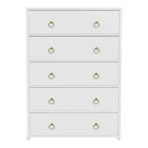 Lark 5 Drawer Dresser, White