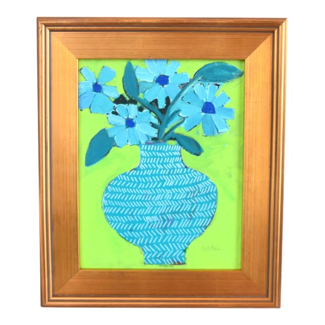 Original Beautiful Bouquet Flowers Painting by the Talented Artist Ruth Arenz Including the Antiqued Gold Wood Frame For Sale